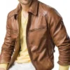 Men Biker Leather Jackets Tan Brown