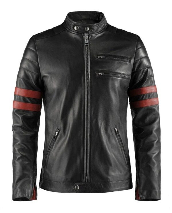 Hybrid Black Leather Jacket Cafe Racer Style