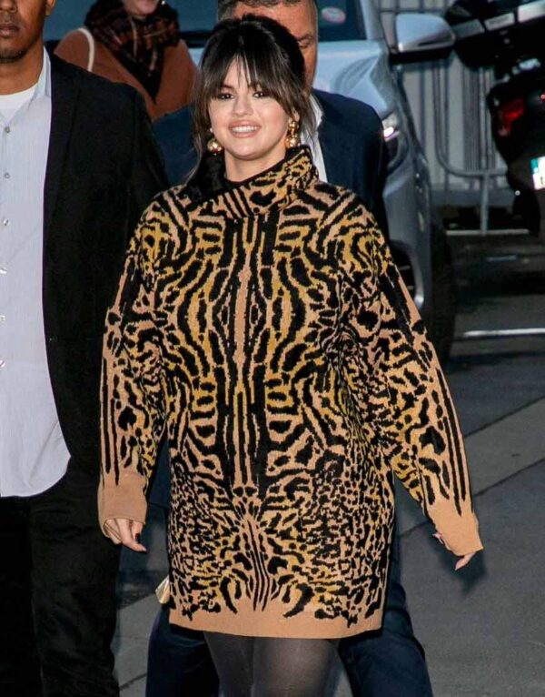 Salena Gomez Cheeta Print Coat