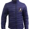 Ted Lasso Season 2 Navy Blue Quilted Zip Up Puffer Jacket Front