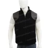 Yellowstone John Dutton Parachute Black Puffer Vest Front For Sale