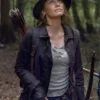 Maggie-Rhee-The-Walking-Dead-S10-Brown-Cotton-Jacket-Side