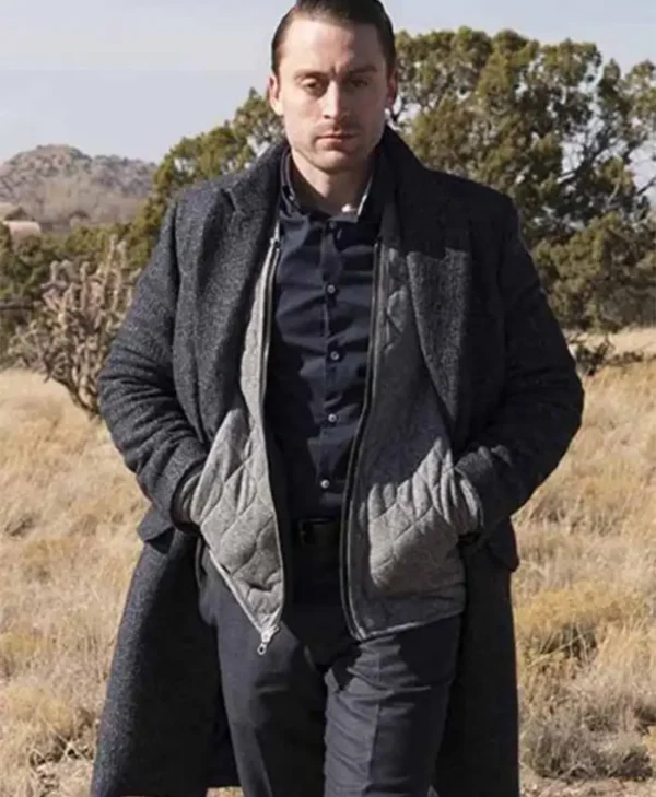 Succession S02 Kieran Culkin Grey Mid Length Coat