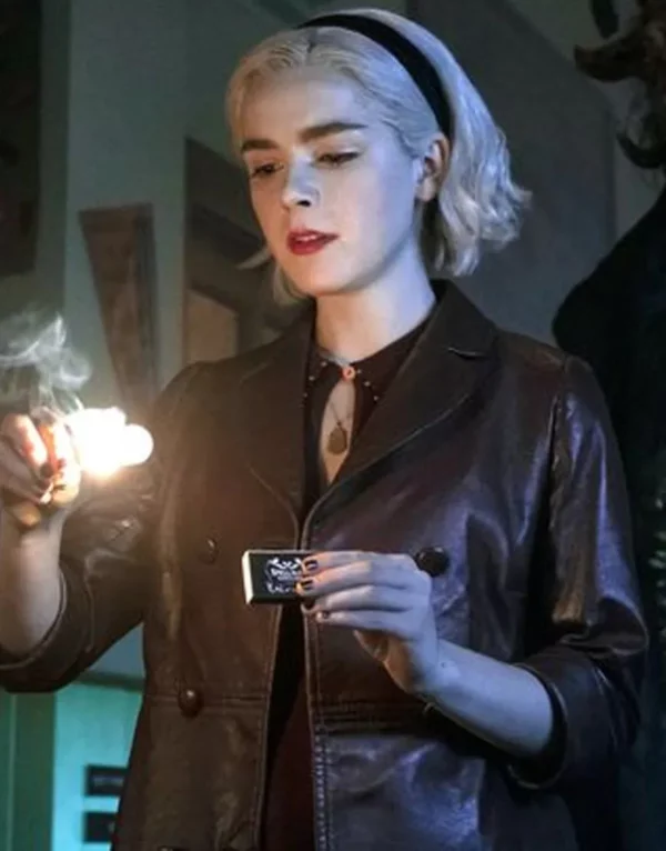 Chilling Adventures of Sabrina Leather Pea Coat