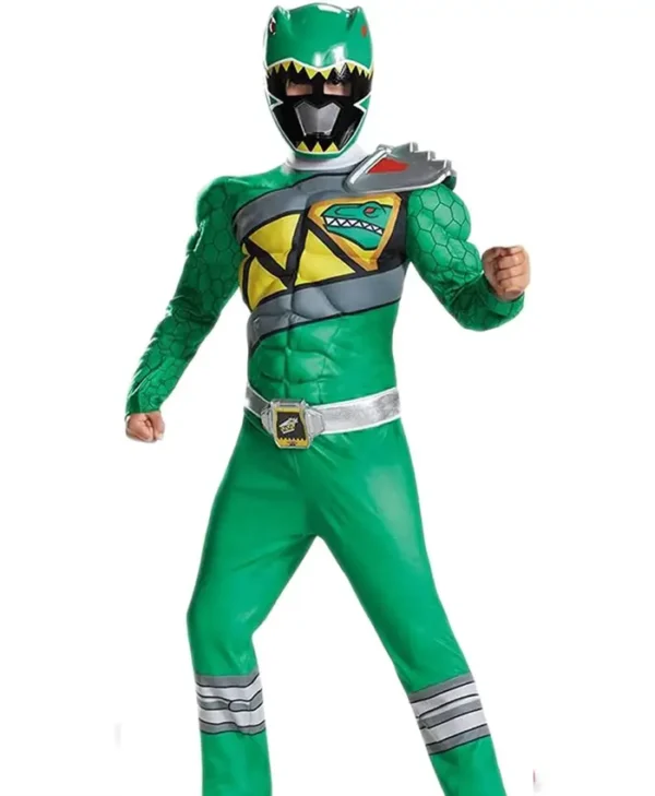 Power Rangers Charge Classic Kids Dinosaur Green Costume front