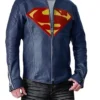 Superman Man Of Steel Blue Leather Jacket front