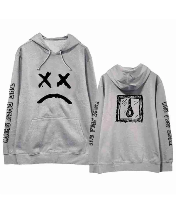 Lil Peep Sad Face Gray Pullover Hoodie front