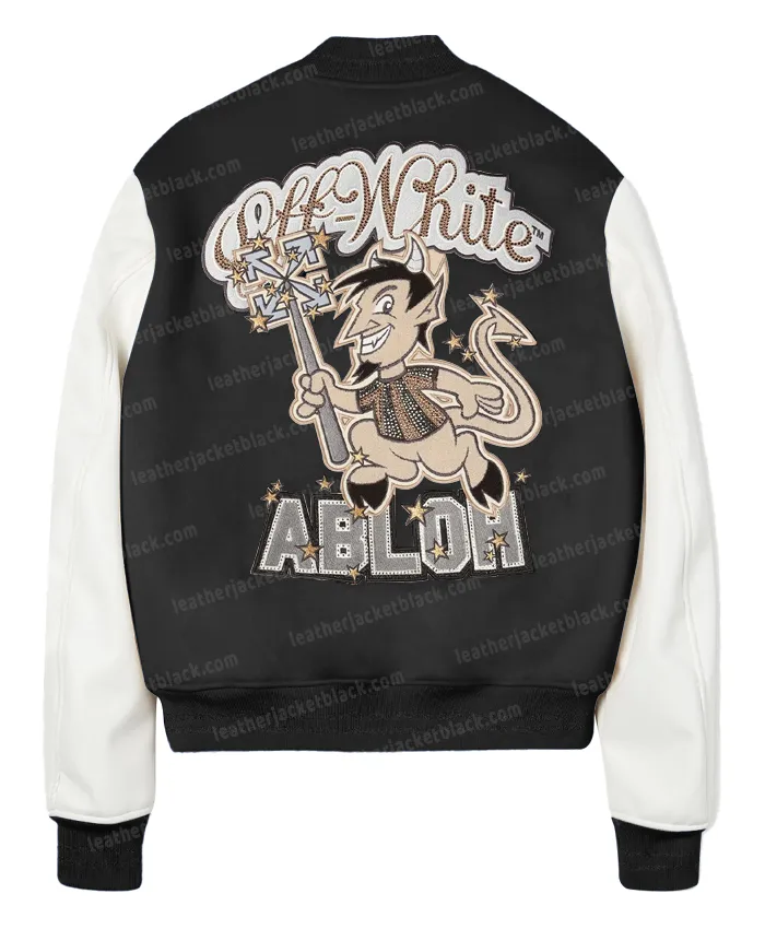 Off White Letterman Jacket  AC Milan Gray Varsity Jacket