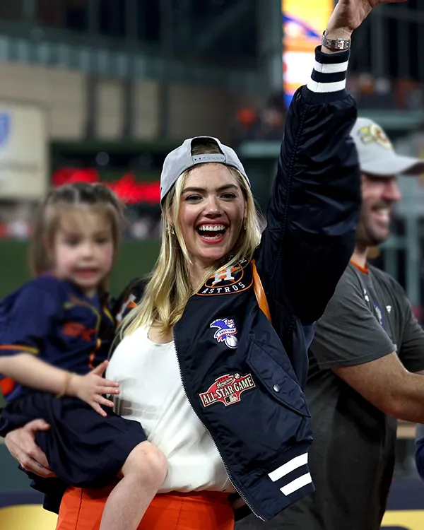 Kate Upton Astros Throwback Rainbow Fleece Baseball Varsity 