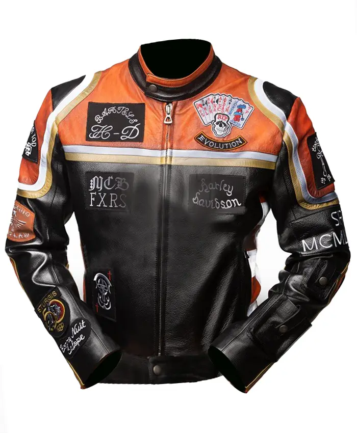 Harley Davidson FXRG Leather Jacket Womens Size Medium Orange Highlights  COOL!