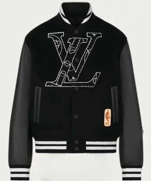 Louis Vuitton blue Leather and Wool Varsity Jacket