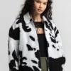 Cow Print North Face Black And White Jacket