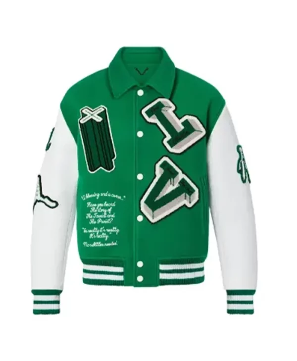 Louis Vuitton Lv Green And White Varsity Jacket
