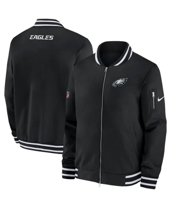Philadelphia Eagles Sideline Coach Black Bomber Jacket