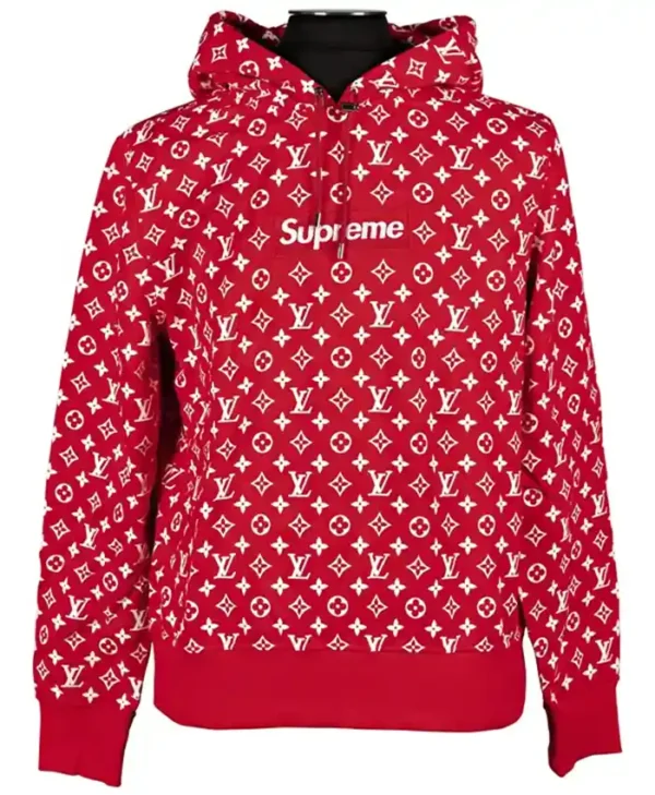 Supreme X Louis Vuitton Box Logo Red Hoodie