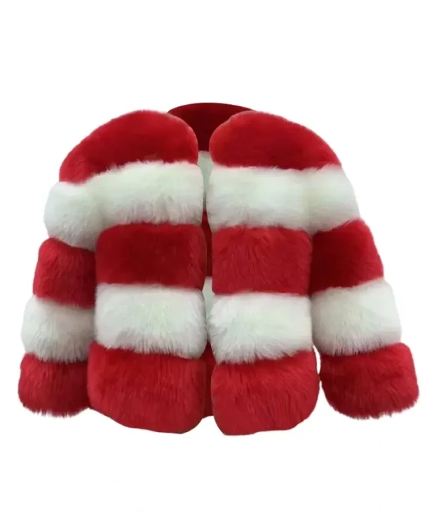 Valentine Faux Fur Red And White Jacket
