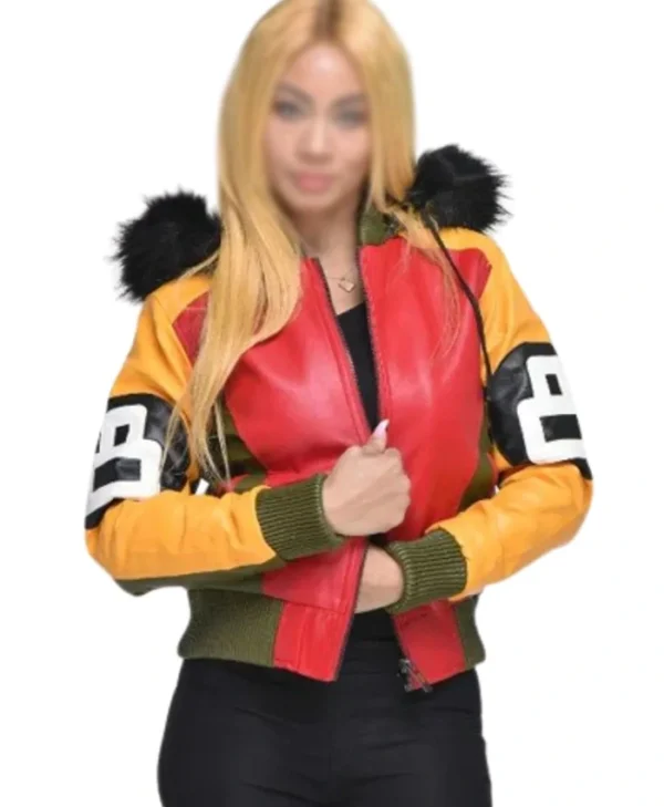 Women's 8 Ball Bomber Leather Jacket