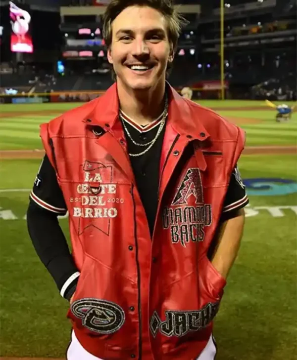 MLB Arizona Diamondbacks Red Leather Vest