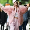Suki Waterhouse NYC Furry Pink Fur Jacket