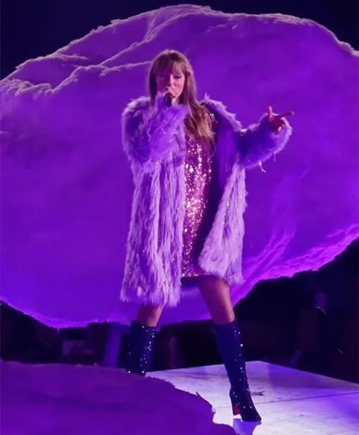 2023 Taylor Swift The Eras Tour Purple Faux Fur Coat