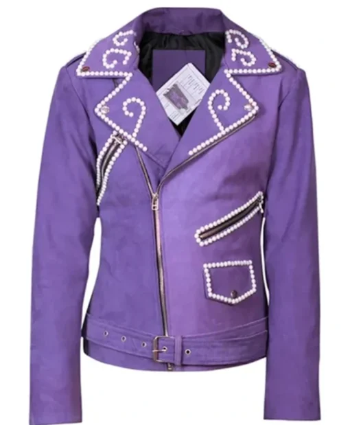 90s Singer Selena Quintanilla Purple Motorcycle Leather Jacket