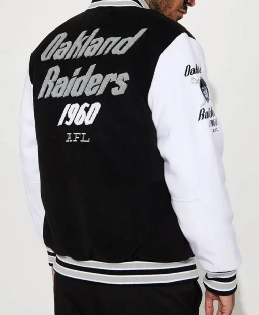 AFL Oakland Raiders 1960 Black And White Letterman Varsity Jacket