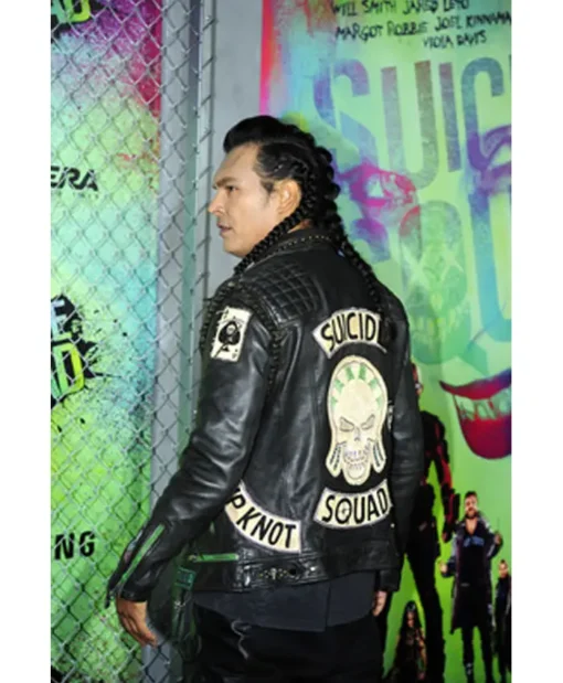 Adam Beach Movie Suicide Squad Slipknot Black Quilted Studded Biker Leather Jacket