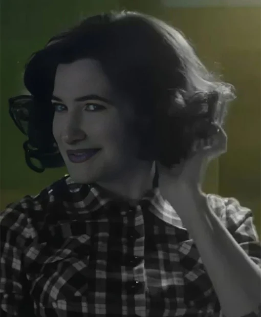 Agatha All Along Kathryn Hahn Plaid Cotton Shirt