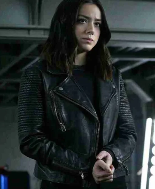 Agents Of Shield Daisy Johnson Quilted Biker Leather Jacket