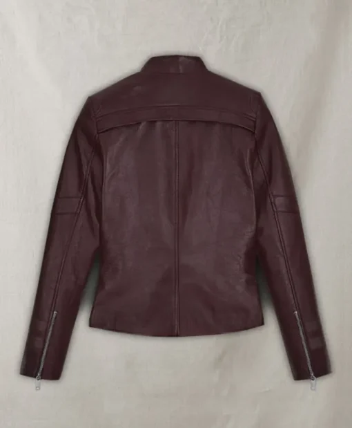 Alexandra Daddario San Andreas Blake Burgundy Motorcycle Leather Jacket