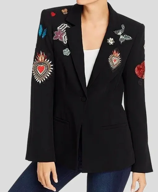 Alexis Floyd Inventing Anna S01 Flowers Embroidered Black Blazer