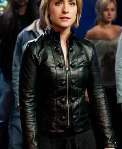 Allison Mack Smallville Zip up SlimFit Leather Jacket