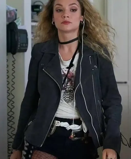 Amalia Williamson TV Series Northern Rescue Maddie West Black Suede Leather Jacket