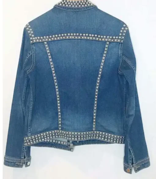 Amanda Zhou Spinning Out Jenn Yu Blue Studded Denim Jacket