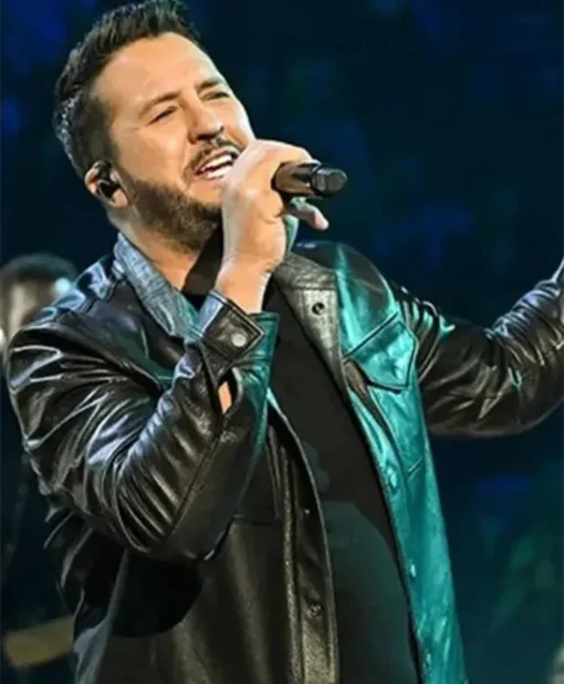 American Idol 2024 Luke Bryan Black Leather Jacket