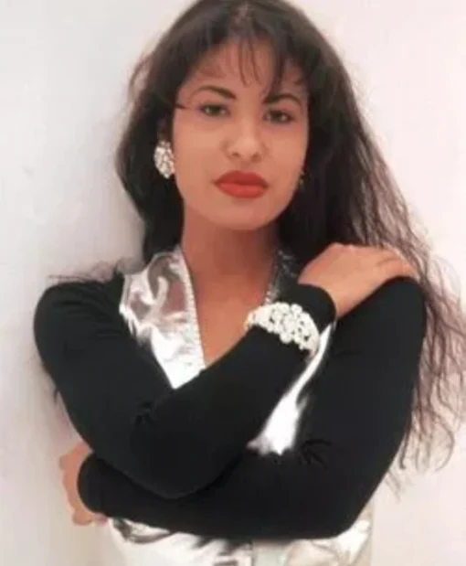 American Singer Selena Quintanilla Silver Metallic Classic Leather Vest