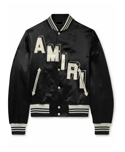 Amiri Applique Detail Black Vintage Bomber Jacket