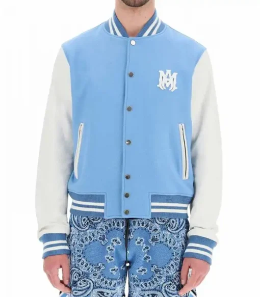 Amiri Blue And White Varsity Jacket