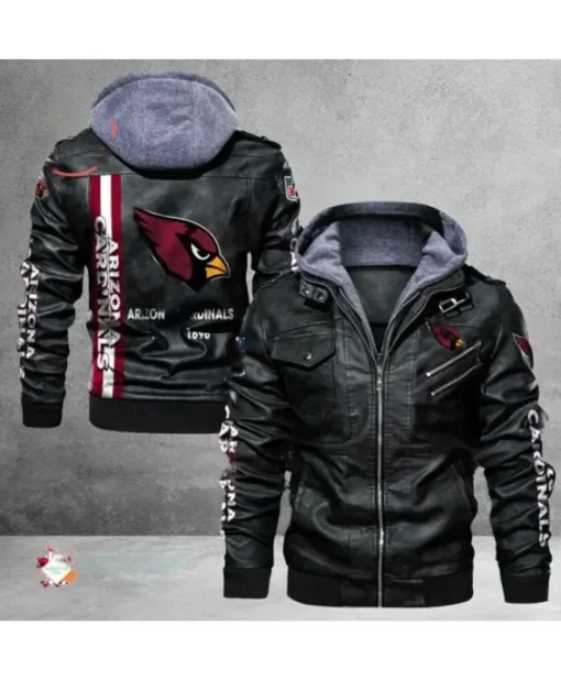 Arizona Cardinals Franky Hooded Black Leather Jacket