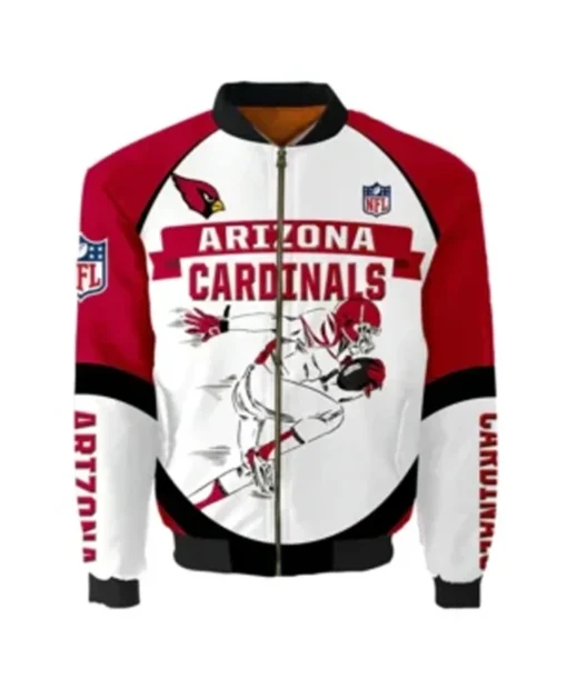 Arizona Cardinals Royal Player Running Printed Bomber Jacket