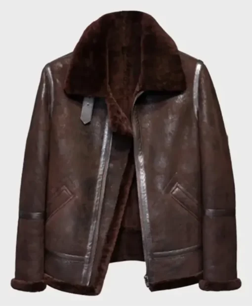 Arthur Shearling Distressed B3 Brown Leather Jacket