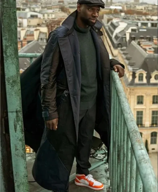 Assane Lupin S03 Leather Trench Coat