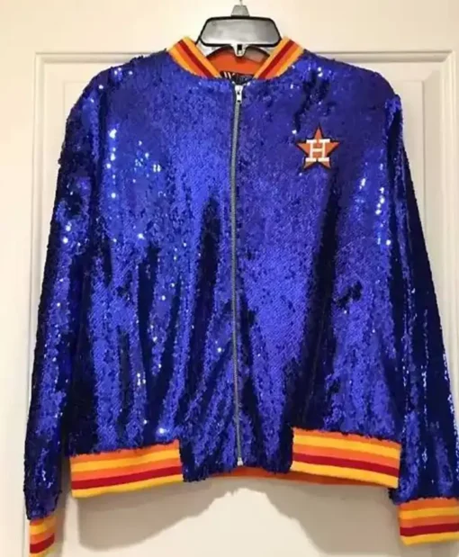 Astros Sequin Blue Sequin Jacket