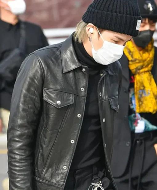 BTS Suga Min Yoon-gi Leather Black Jacket