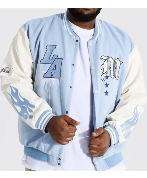 Baby Blue Letterman Varsity Jacket