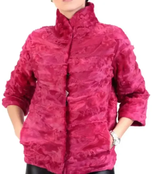 Barbara Persian Lamb Hot Pink Jacket