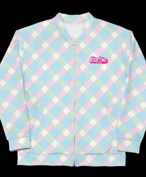 Barbie Plaid Zip-Up Bomber Jacket