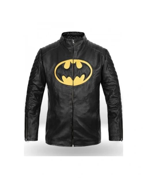 Batman Bruce Wayne Lego Black and Yellow PU Leather Jacket