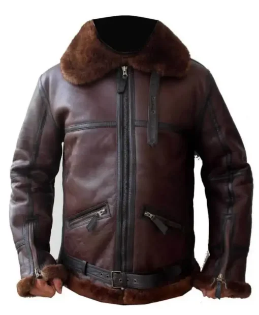 Bennett Reddish Sheepskin Fur Leather Jacket