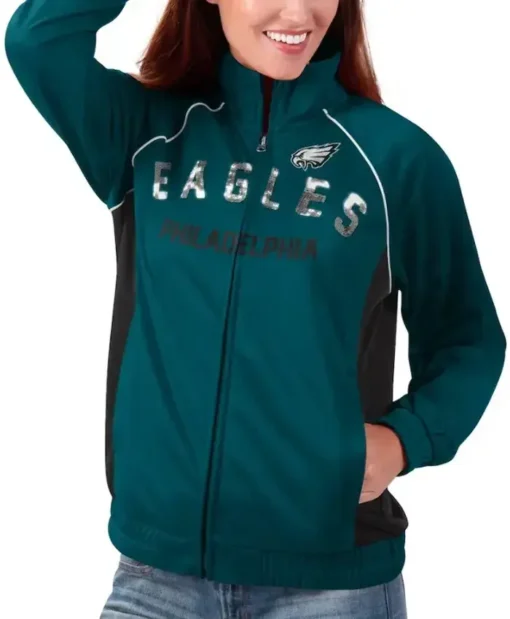 Bette Hahn Philadelphia Eagles Green Full-Zip Jacket